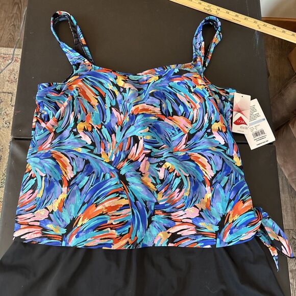 Maxine Of Hollywood 18 swim suit blue Skirted Floral Swim Suit Bathing Suit - Picture 2 of 10